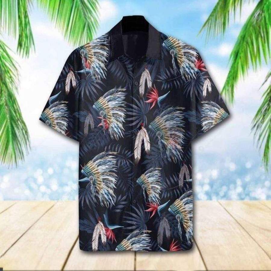 Native American Navy Black Hawaii Aloha Shirts Ha71650