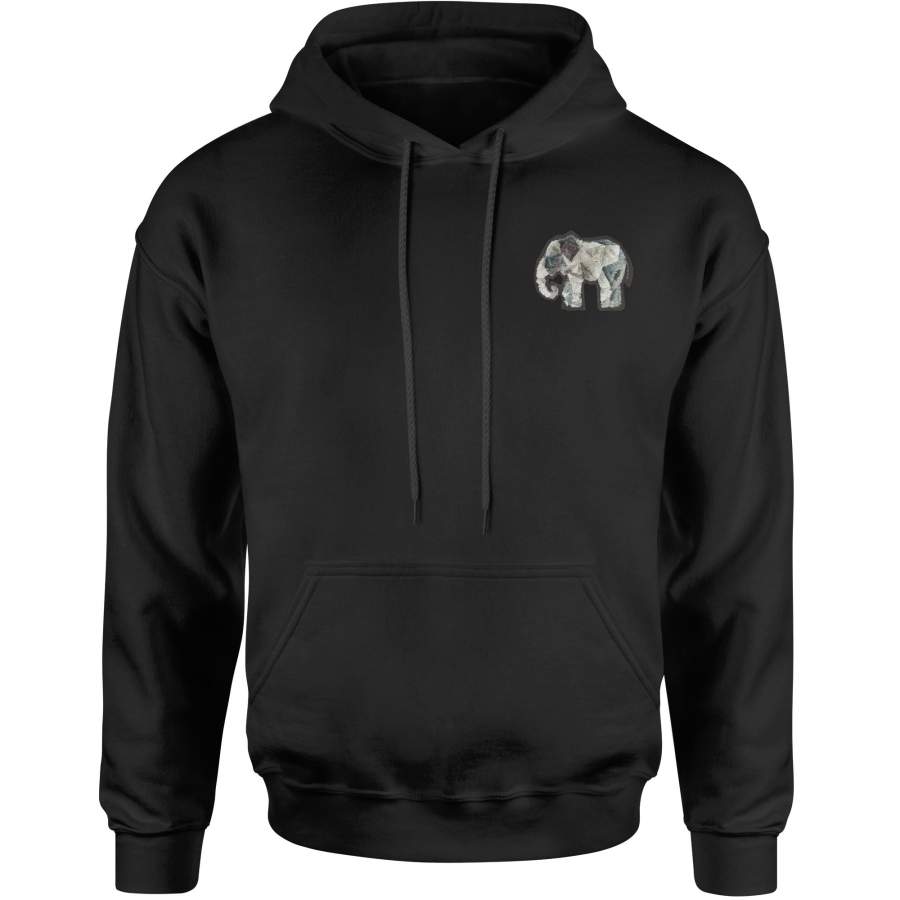 Embroidered Furry Mandala Elephant Patch (Pocket Print) Adult Hoodie Sweatshirt