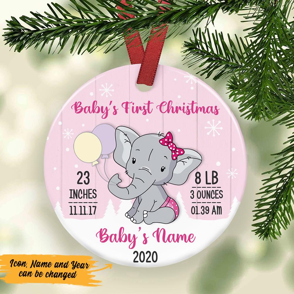 Personalized Elephant Baby First Christmas  Ornament Ob83 73O47