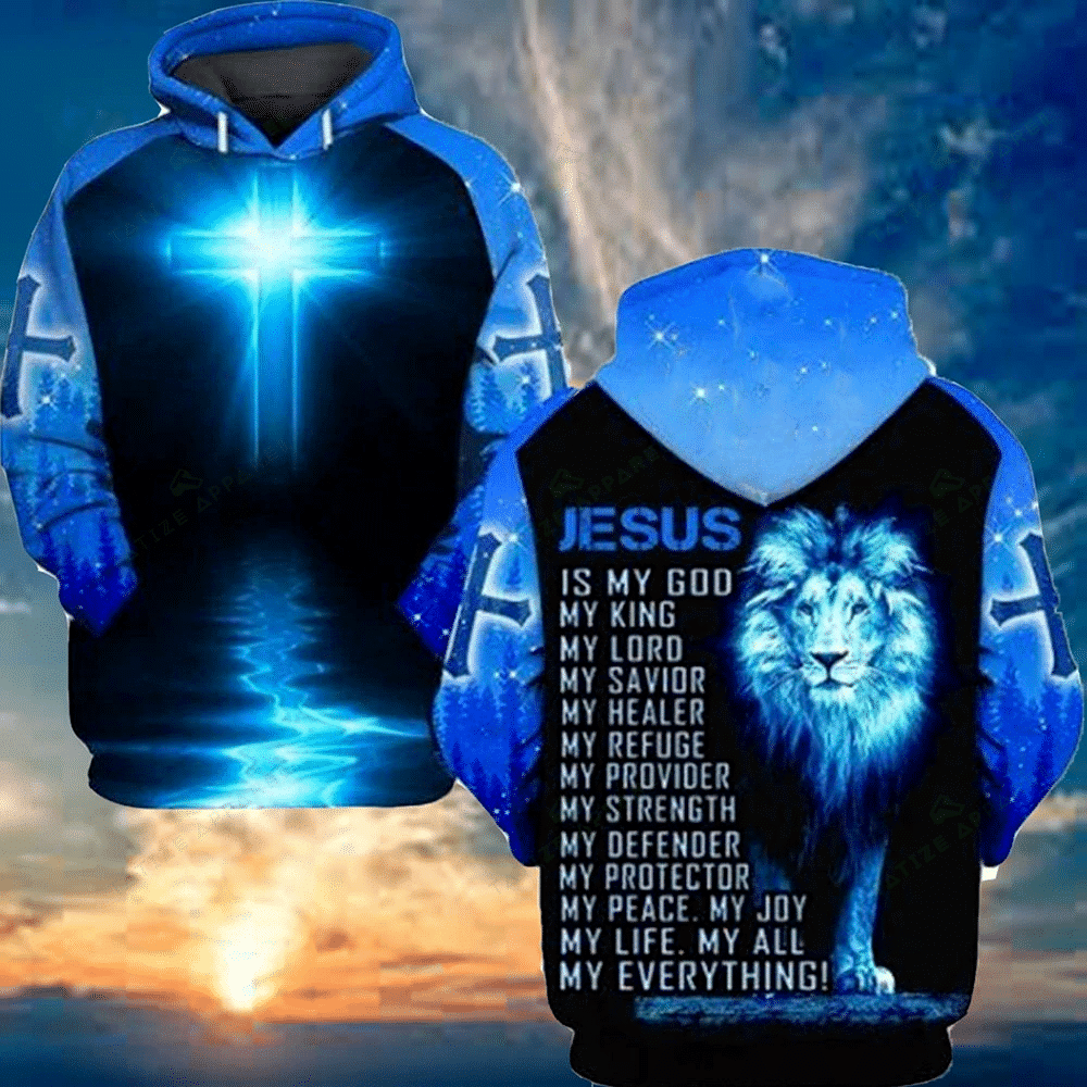 Unisex Lion Jesus Is My God My King My Lord 3D Hoodie All Over Print