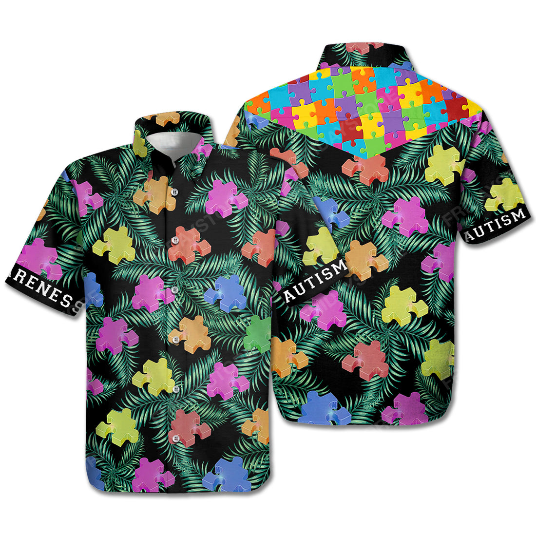 Autism Hawaiian Shirt Awareness Color Puzzle Piece Aloha Ha5106