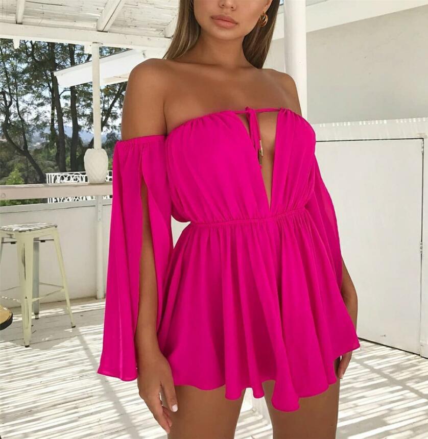 Townlike Off Shoulder Long Sleeve Sexy Dress Women Mini Night Club Party Dress Backless Slash Neck Bodycon Summer Dress Vestido alx