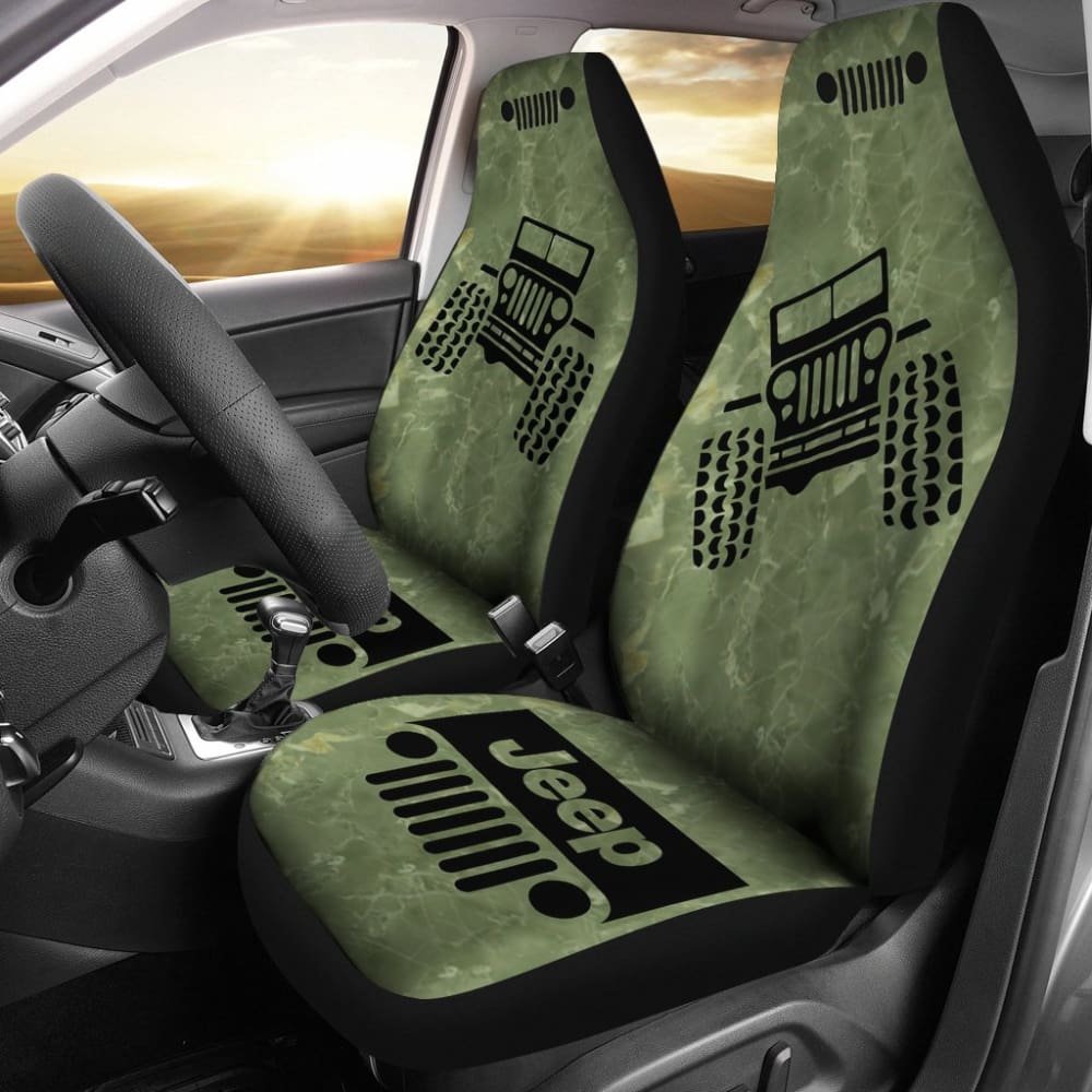 Jeep Offroad – Car Seat Cover Olivedrab Black Marble 101819