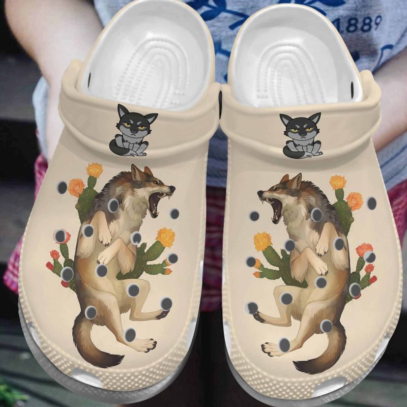 Cactus Wolf Shoes – Wolf Is Injured Crocbland Clog Birthday Gifts