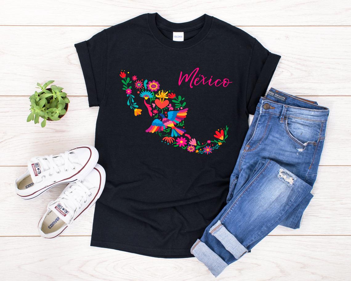 Mexico Map Floral Otomi Mexican Emboidery Bird Standard/Premium  Women’s T-shirt