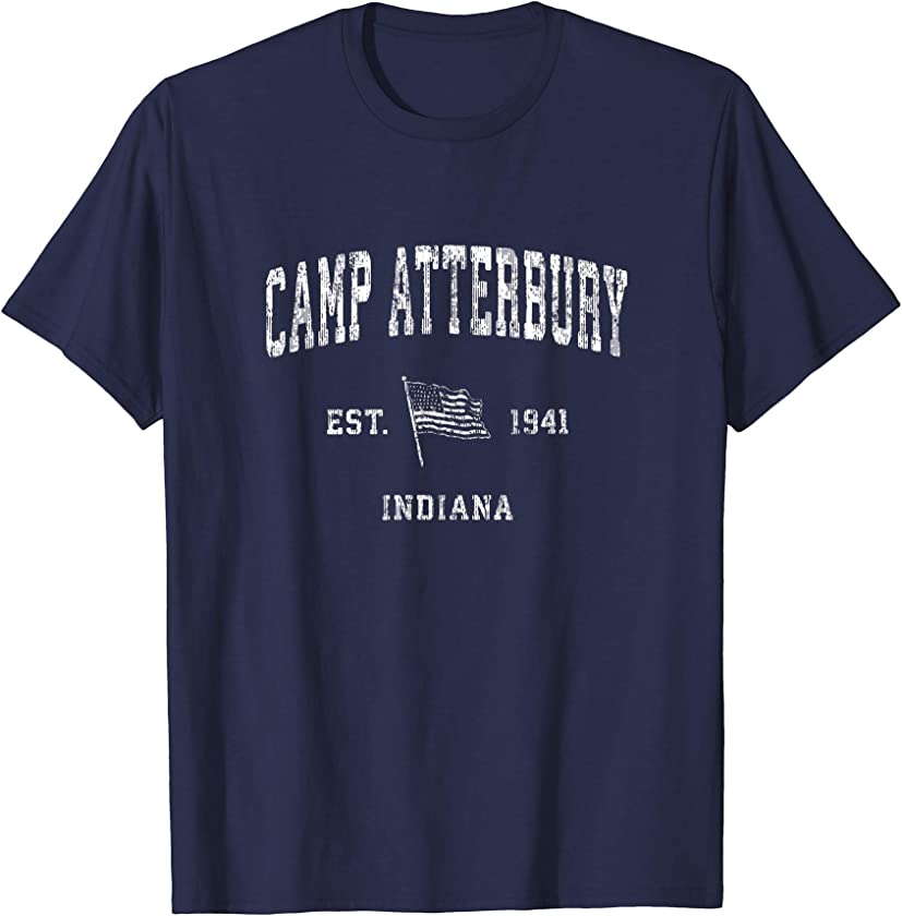 Camp Atterbury Indiana IN T-Shirt Vintage US Flag Sports Tee