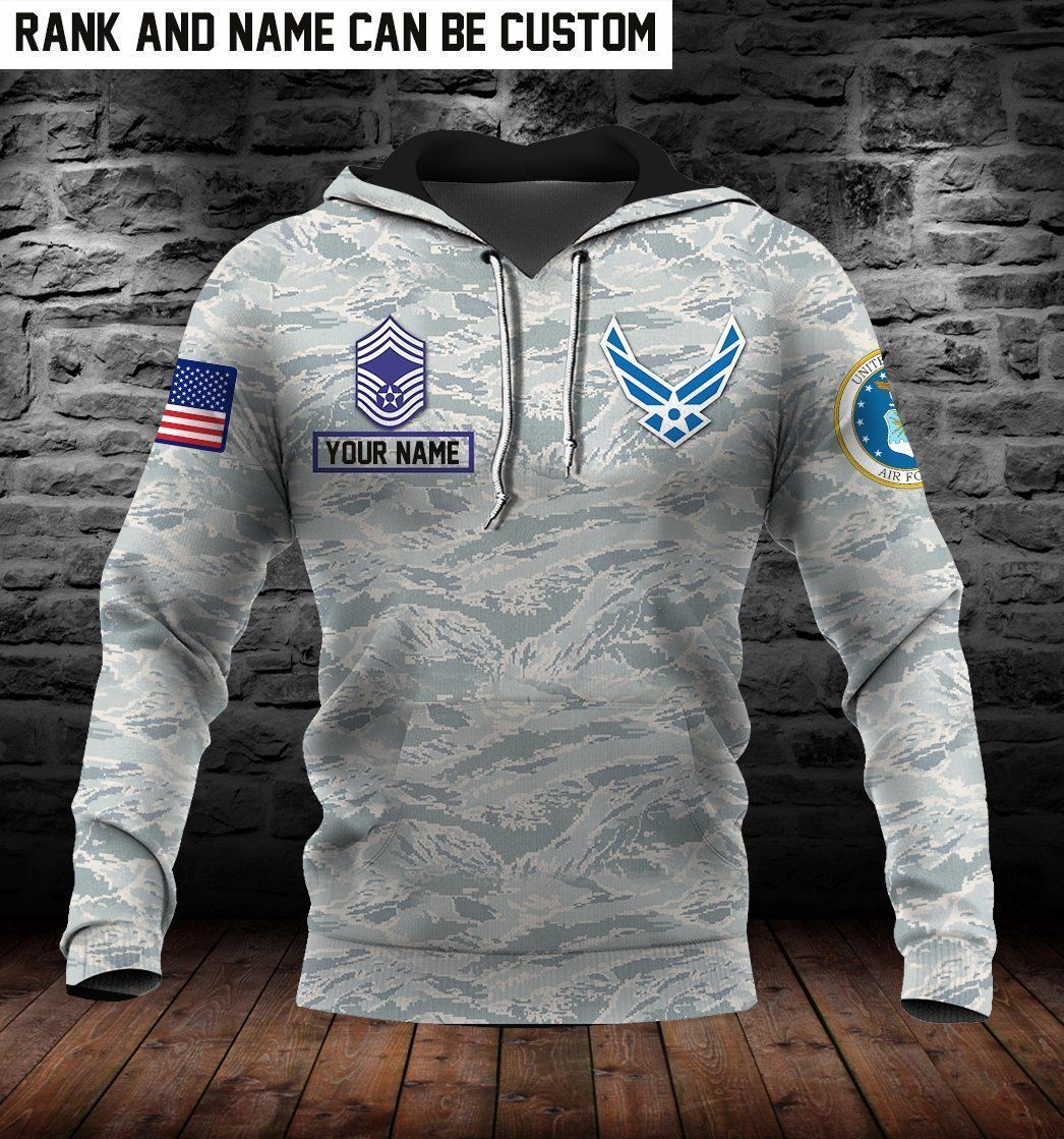 U.S AIRFORCE 3D HOODIE – CUSTOMIZED NAME & RANKS PA