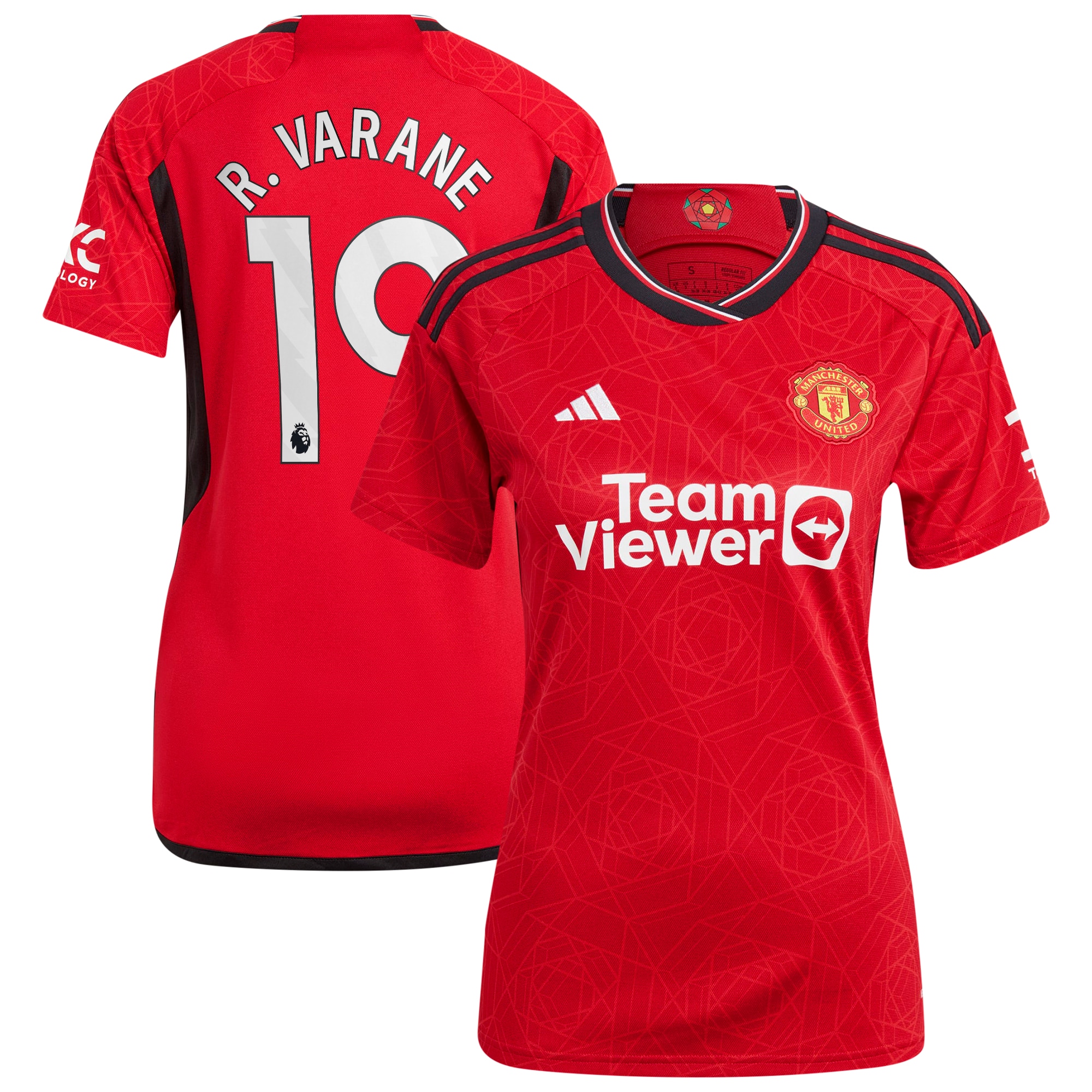 Raphael Varane Manchester United Women's 2023/24 Home Replica Player Jersey – Red