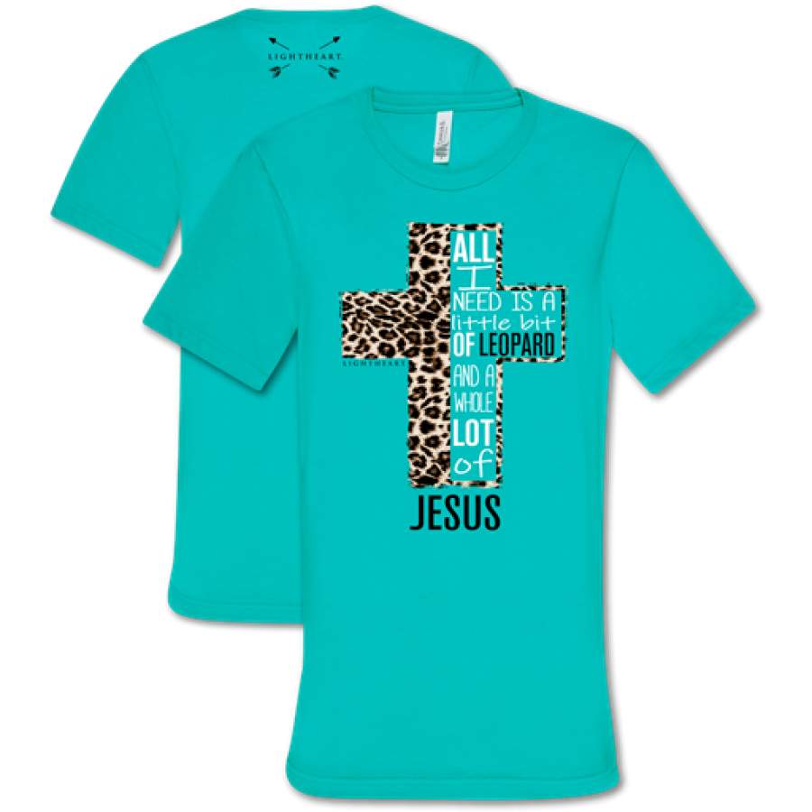 Southern Couture Lightheart Bit of Leopard Cross Triblend Front Print T-Shirt