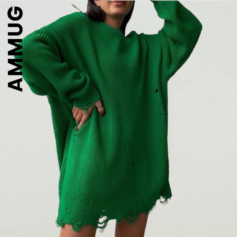 Ammug New Women Sweater Knitted Chic Top Women Girl O Neck Loose Sweaters Women Simple Harajuku Female Woman Sweater alx