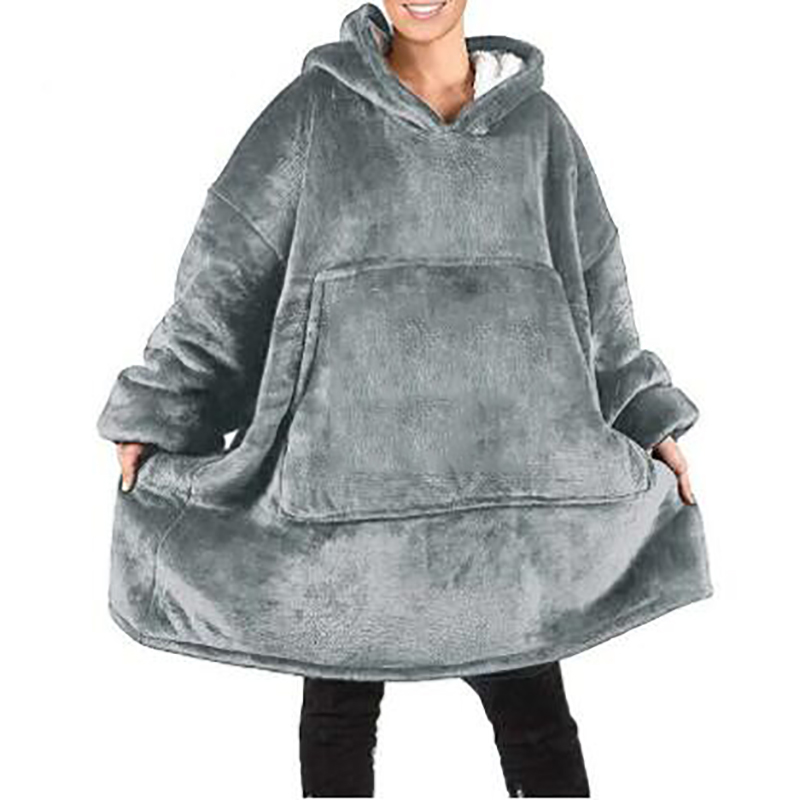 Winter Thick Comfy TV Blanket Sweatshirt Solid Warm Hooded Blanket Adults and Children Fleece Weighted Blankets for Beds Travel alx