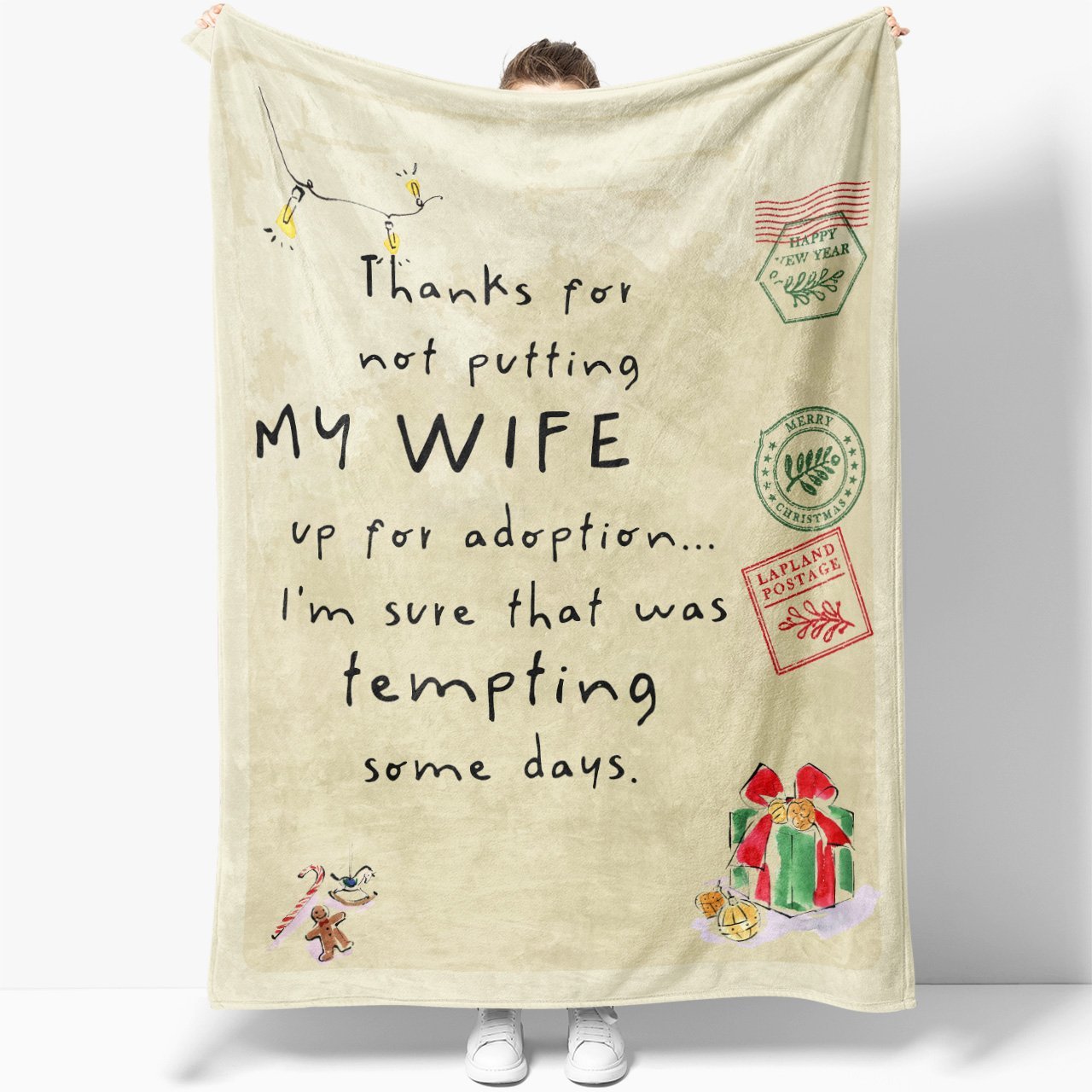 Thanks For Not Putting My Wife Up For Adoption, Fleece Blanket – Quilt Blanket, Thank You Gifts For Mother’S Day, Meaningful Mother’S Day Gift, Home Decor Bedding Couch Sofa Soft And Comfy Cozy