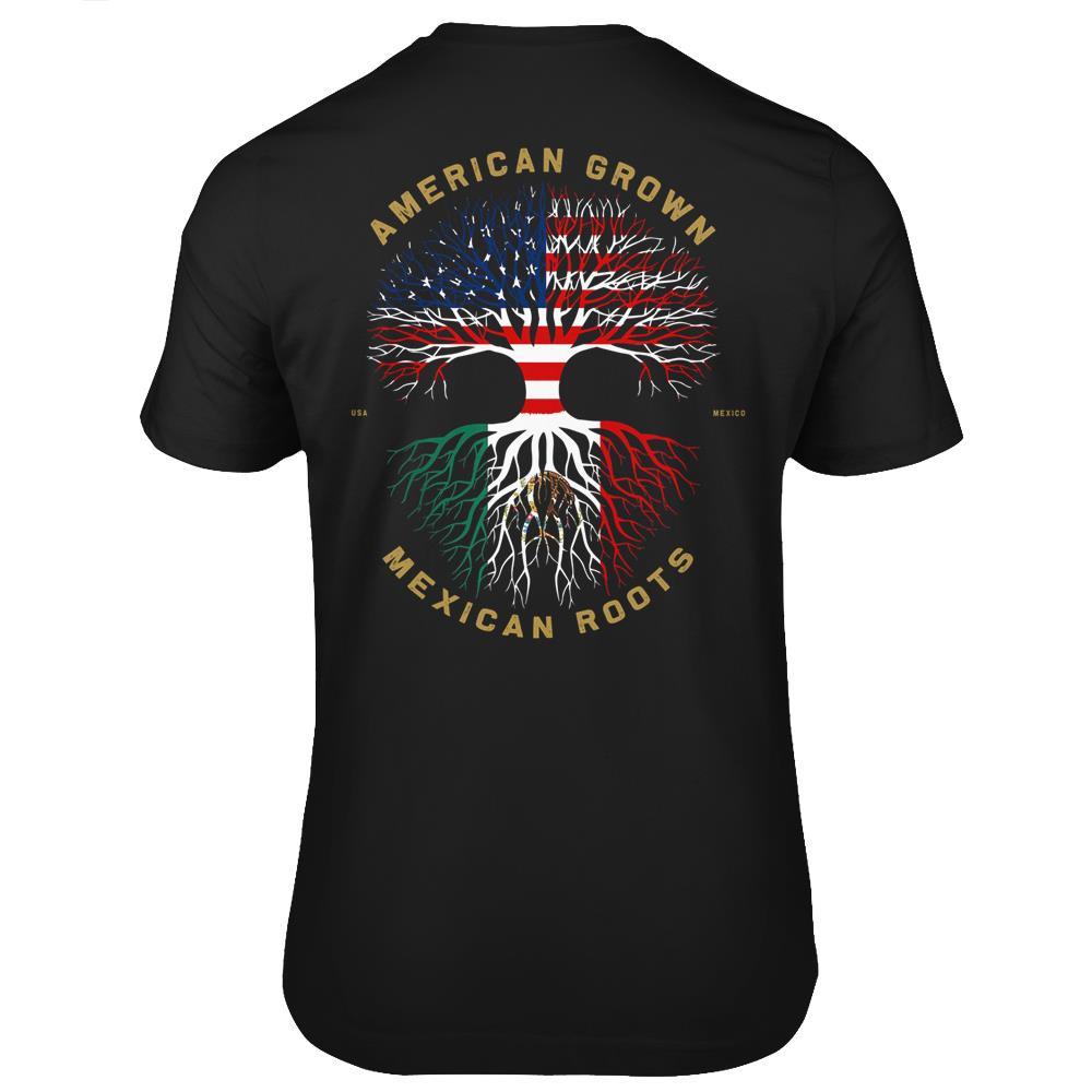 American Grown With Mexican Roots Tree Usa Flag Unique T Shirts Print On Back