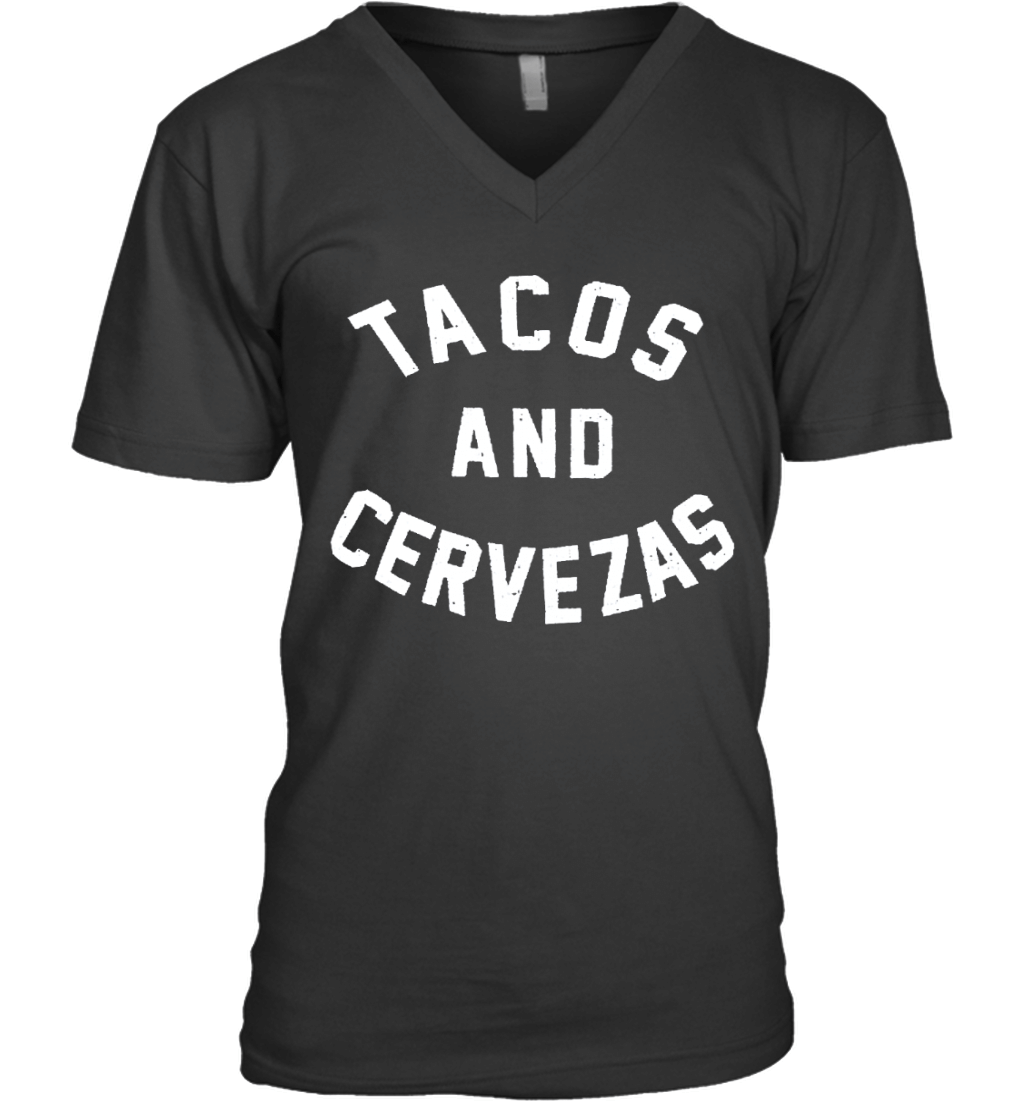 The Original Retro Brand Mens Short Sleeve Heathered Tacos and Cervezas Tee VNeck