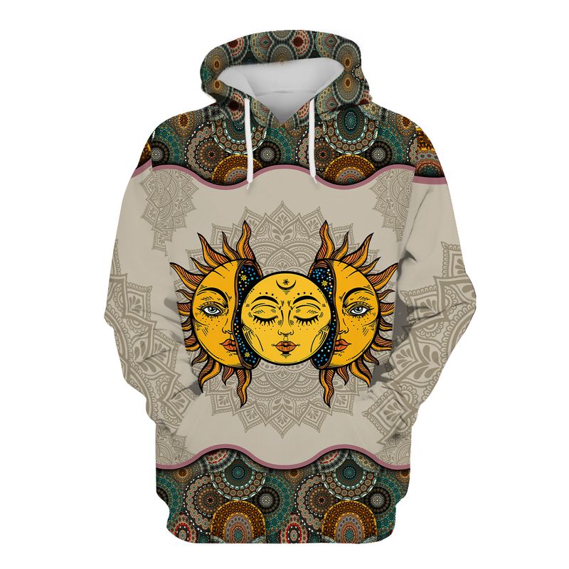 Yellow Moon On Sun Hoodie – Hippie Art 3D Hoodie Zip Tshirt Christmas Gift For Men Women