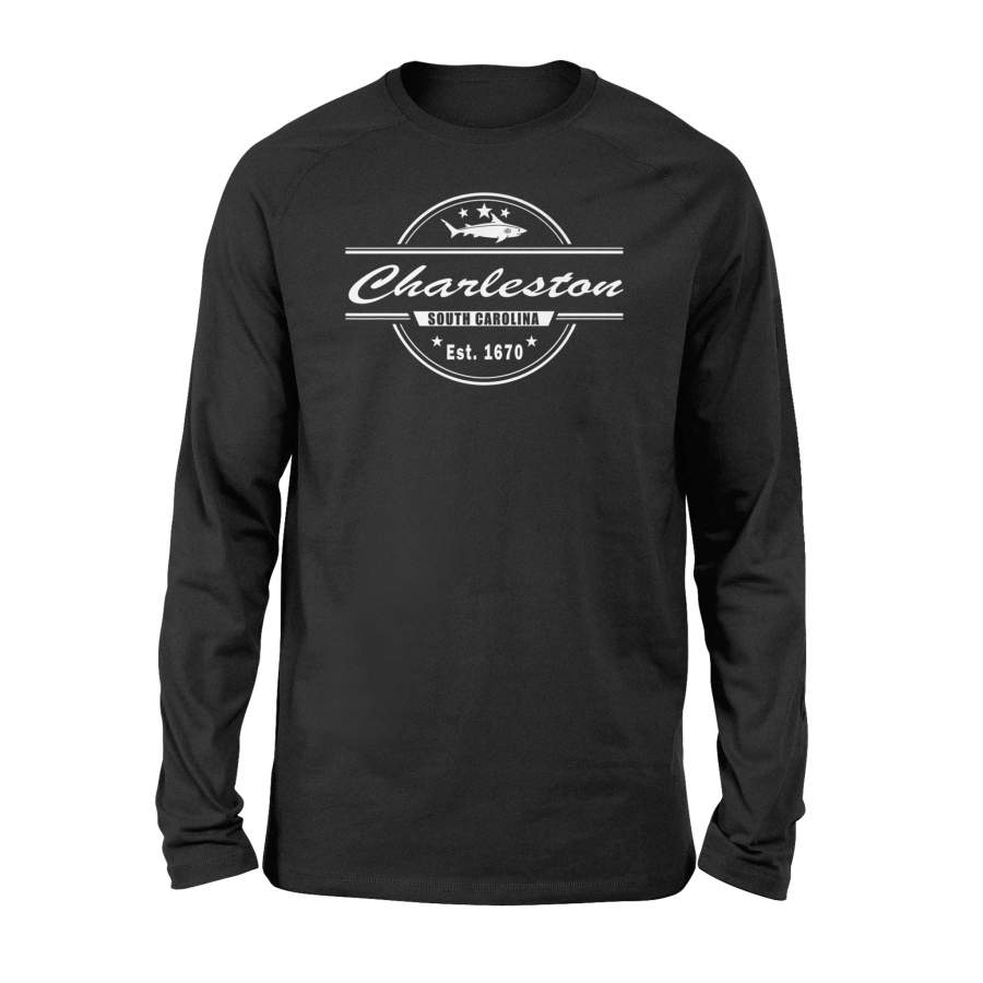 Charleston SC Souvenir With A Vintage Style Shark Design Long Sleeve T-Shirt