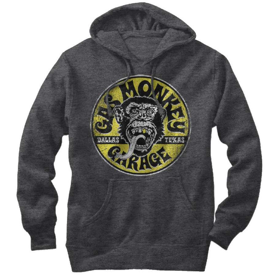 Gas Monkey Men’s Logo Circle  Lightweight Hoodie Charcoal Heather