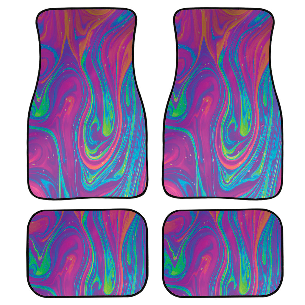 Psychedelic Liquid Print Front And Back Car Floor Mats, Front Car Mat