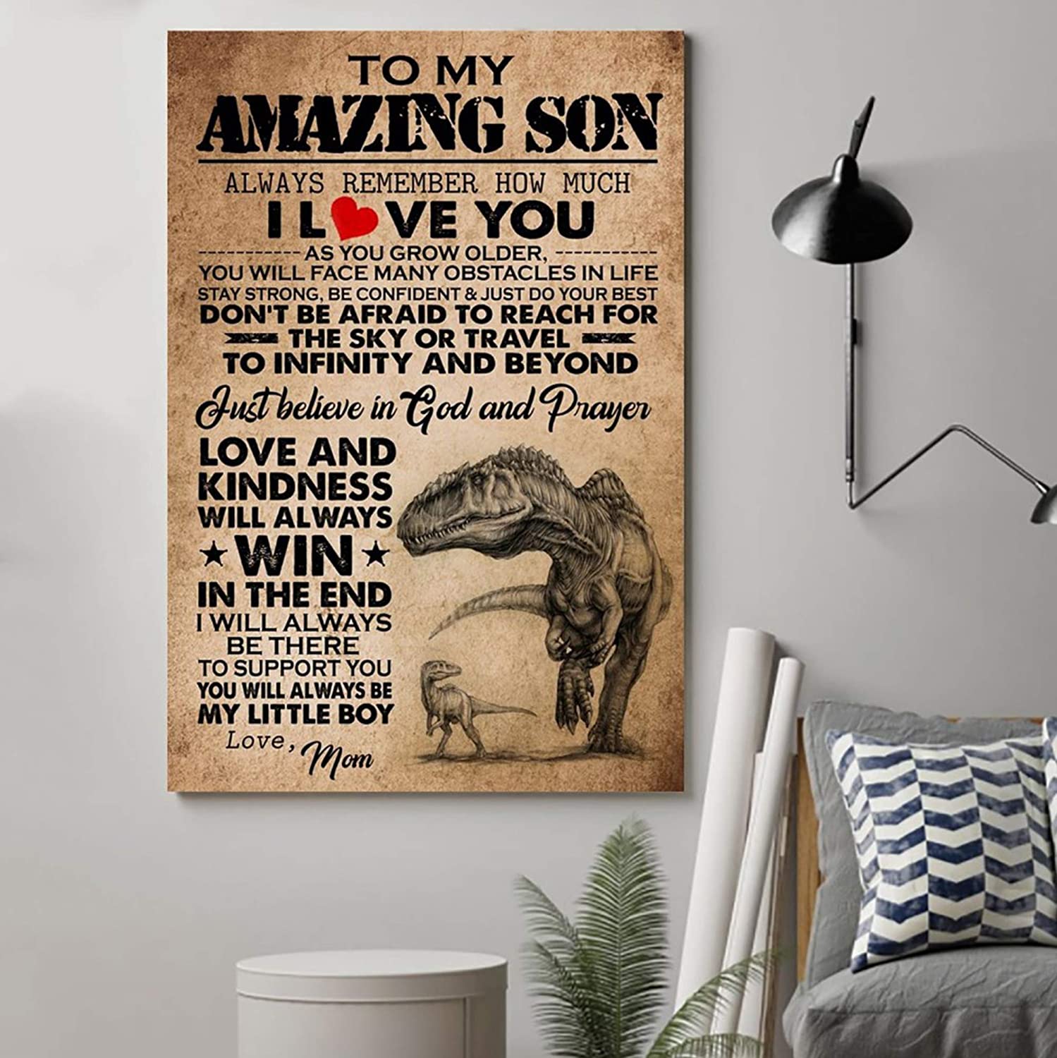 Dinosaur Poster – to Son – Always Remember – Holidays Son Gift, to My Son Poster, Son Gift from Mom, Son Gift Poster