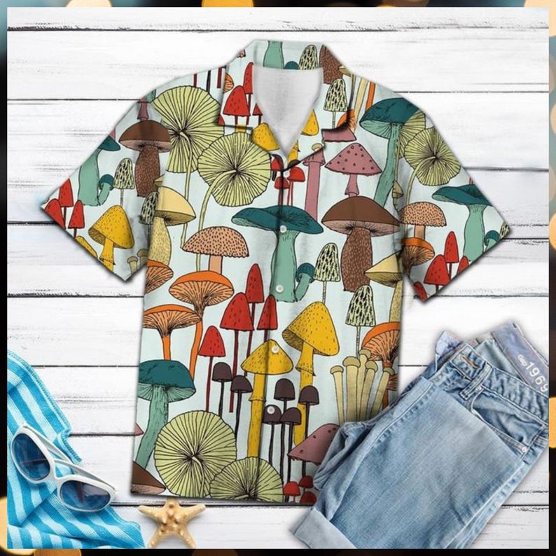 Mushroom Tropical Hawaiian Shirt – Short-Sleeve Hawaiian Aloha Shirt – Hawaii Style – Unique Gift Ideas – Meaningful Birthday Presents