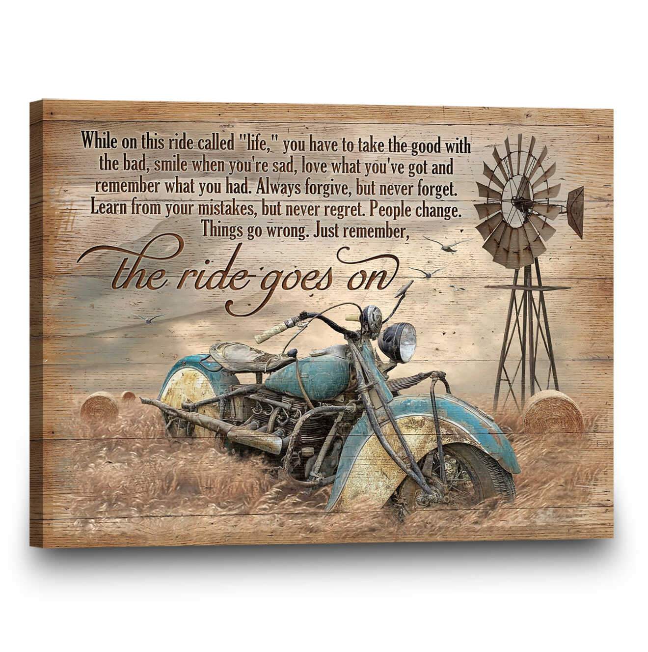 Indian Motorcycle Wall Art, Rustic Motivational Wall Decor, The Ride ...