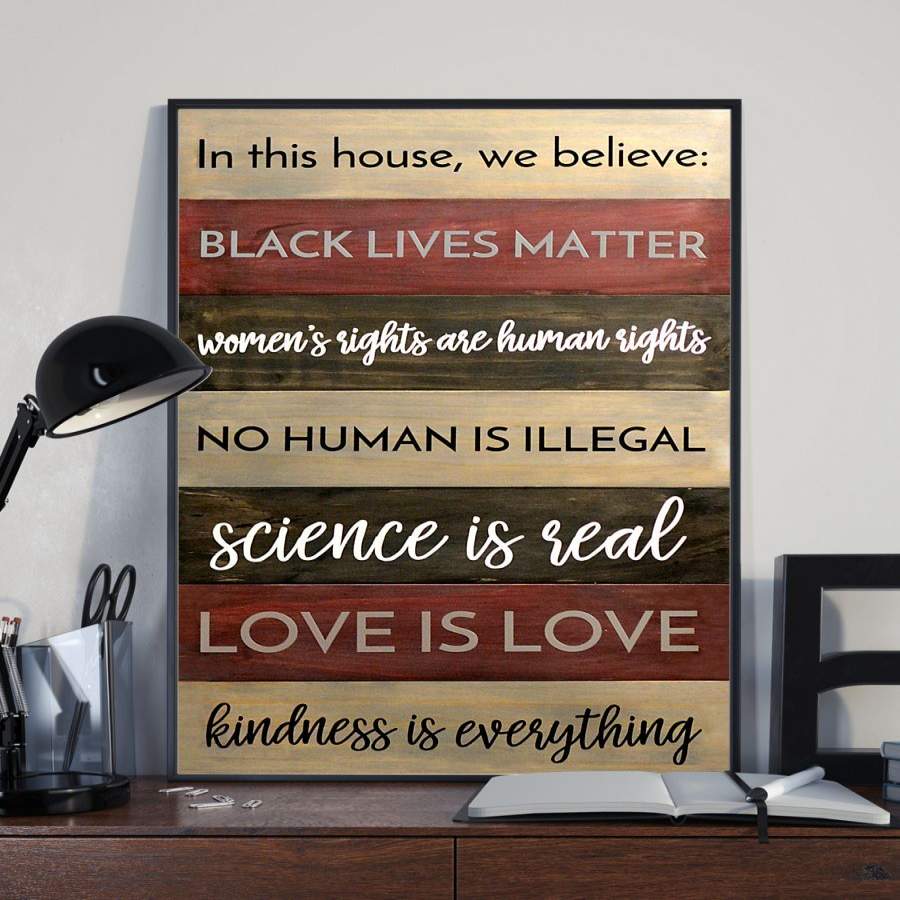 In This House We Believe Poster BLM Poster Quotes Fight For Women’s Rights Feminist Gifts