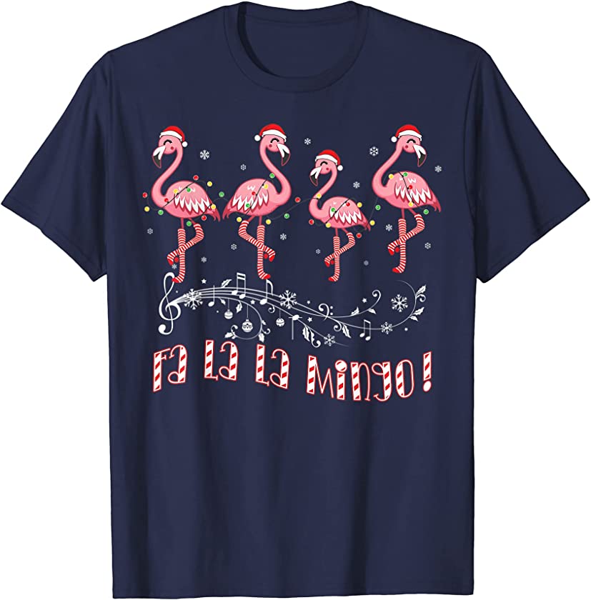 Candy Cane Flamingoes Fa La La MINGO Flamingo Christmas T-Shirt