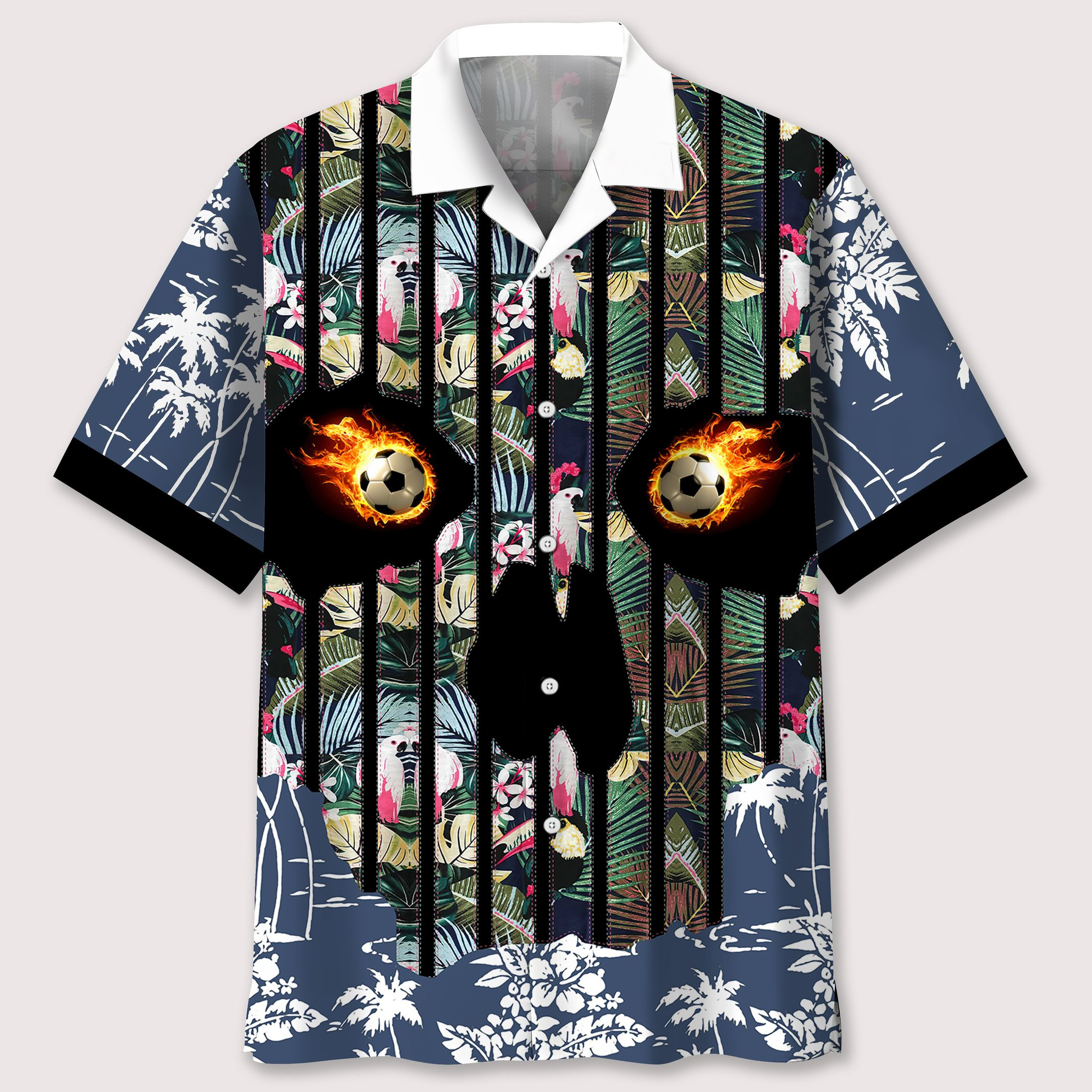 Soccer Flower Skull Hawaiian Shirt Ha25552