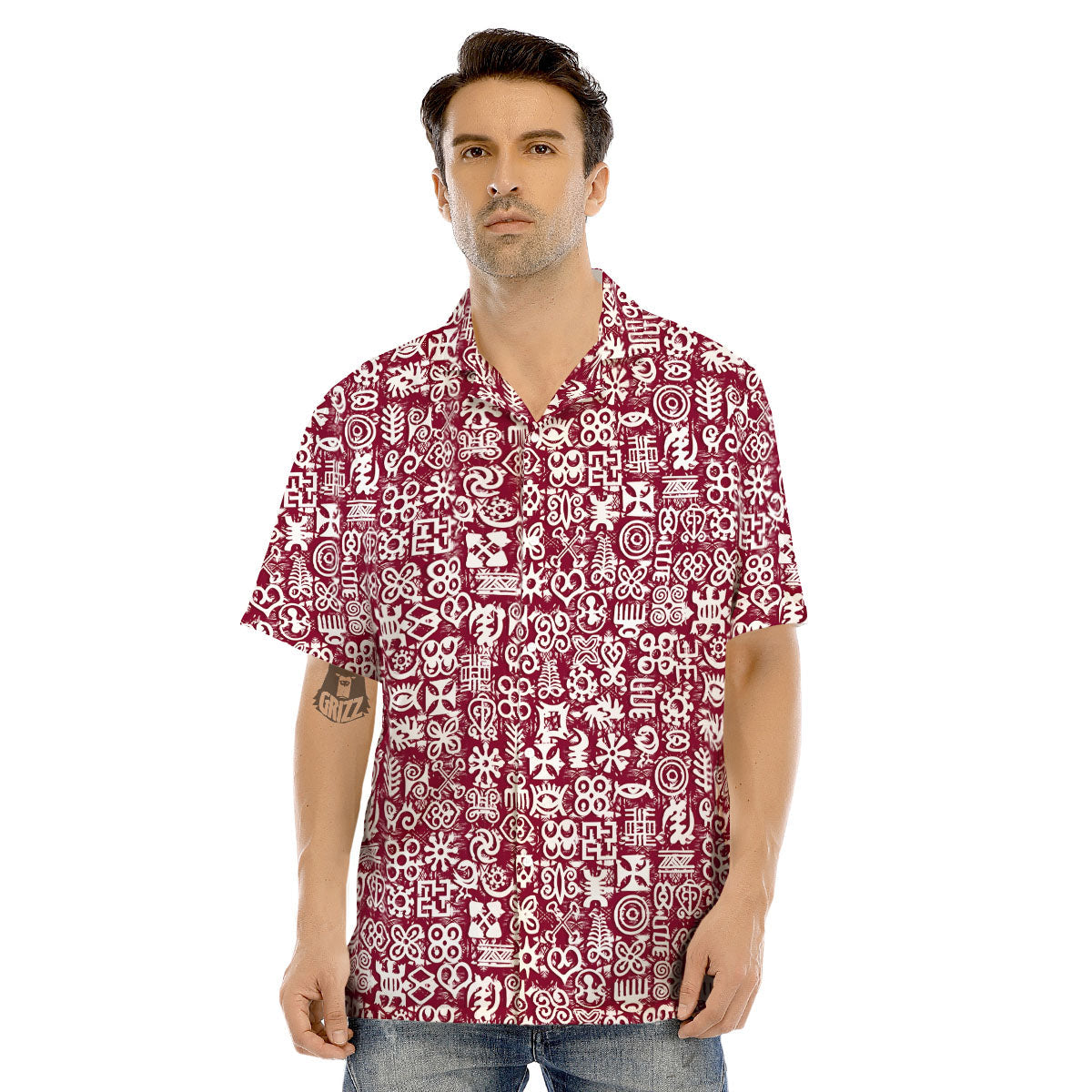 Adinkra African Tribe Red Symbols Men’S Hawaiian Shirt