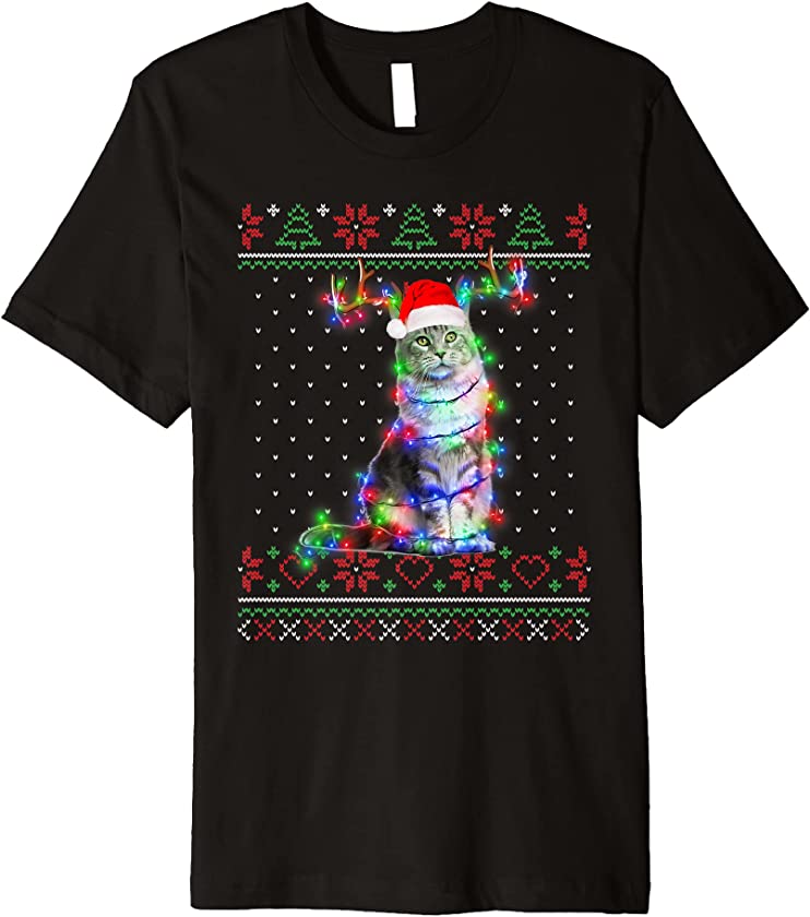 Cats Animal Ugly Sweater Christmas Puppy Animal Lover Premium T-Shirt