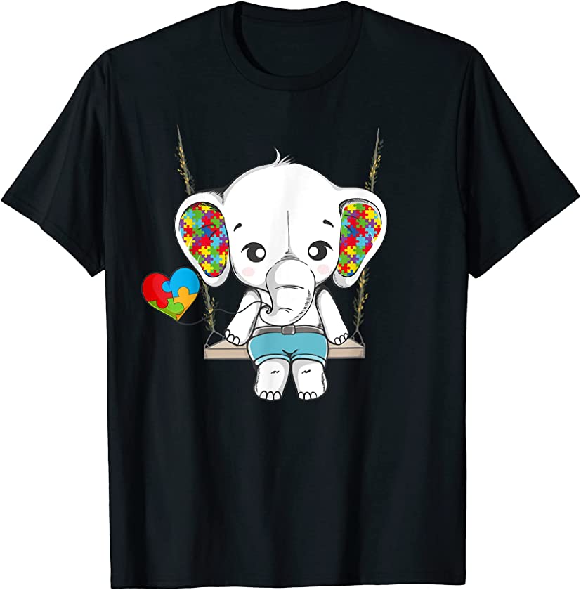 Autism Awareness Elephant Puzzle Piece Mom Kids Autism Child T-Shirt