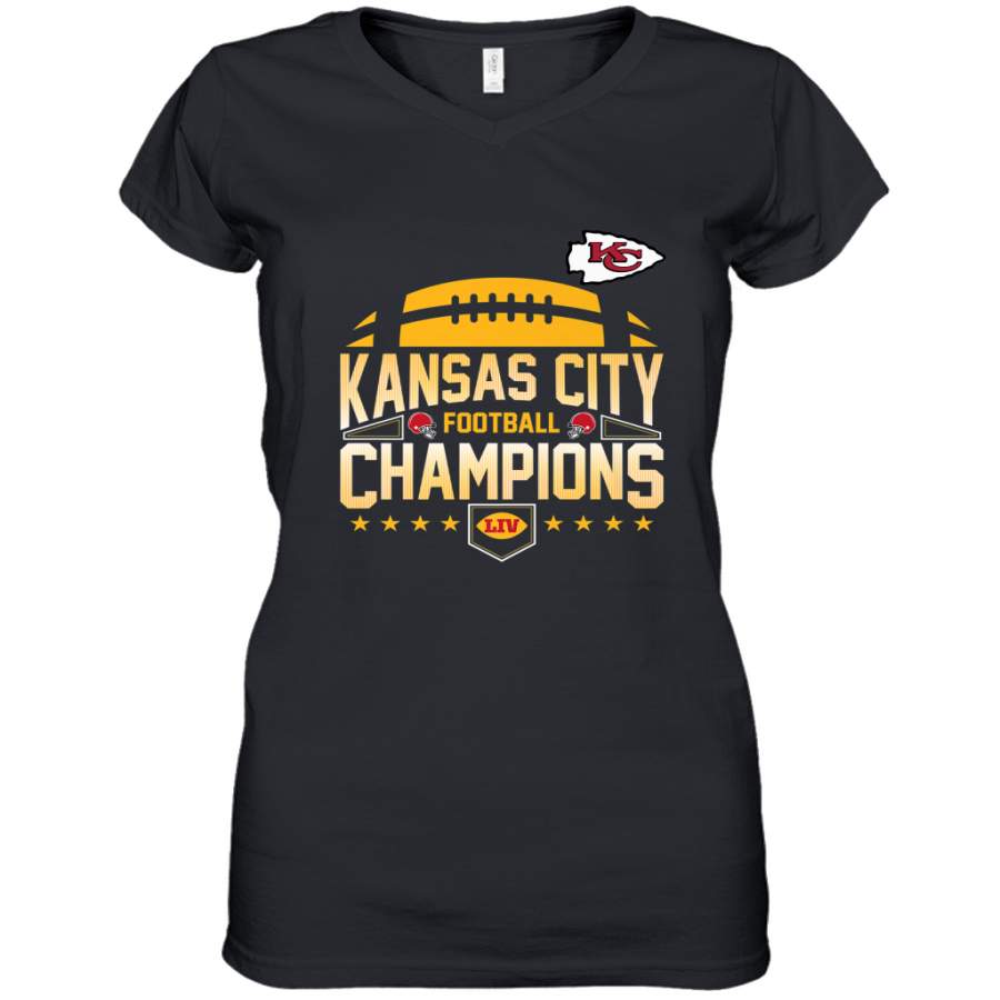 Kansas City Football _ The City Of Champions LIV Women’s V-Neck T-Shirt