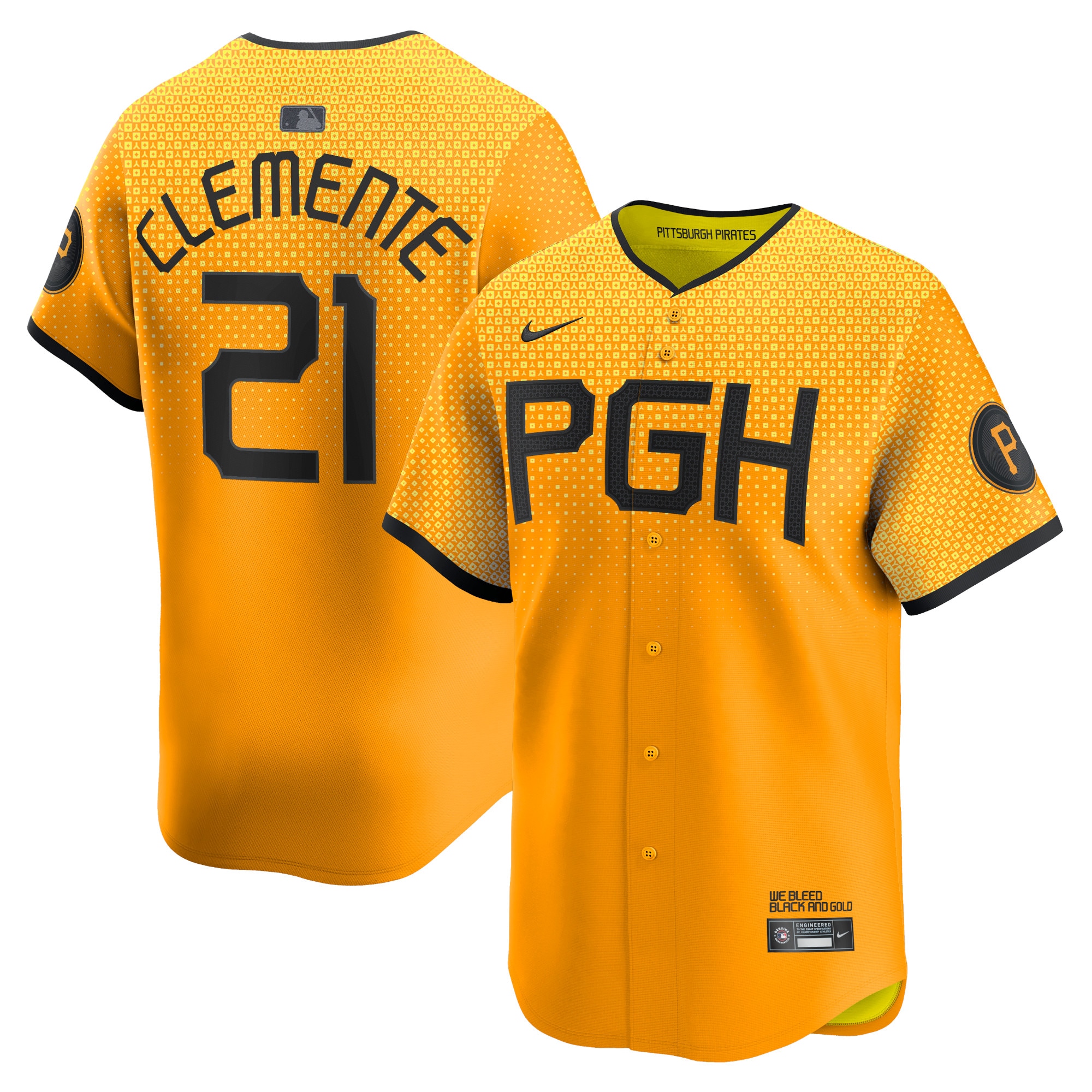 Roberto Clemente Pittsburgh Pirates City Connect Limited Player Jersey – Gold