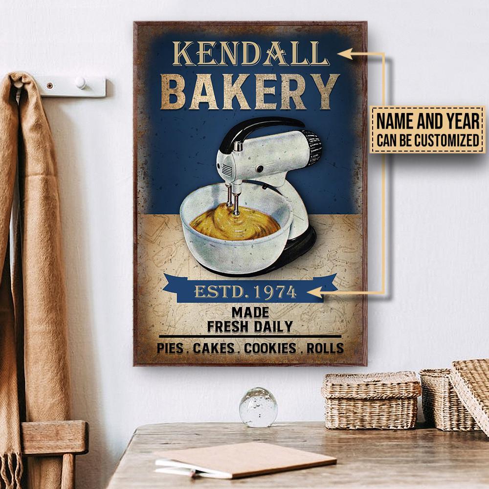 Aeticon Gifts Personalized Baking Blue Made Fresh Daily Canvas Mom Dad Gift Home Decor