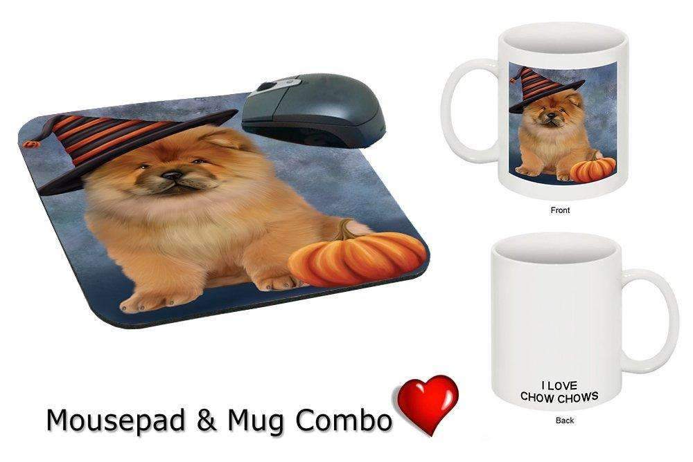 Christmas Happy Holidays Chow Chow Puppy Wearing Witch Hat Mug & Mousepad Combo Gift Set Mmcg0614