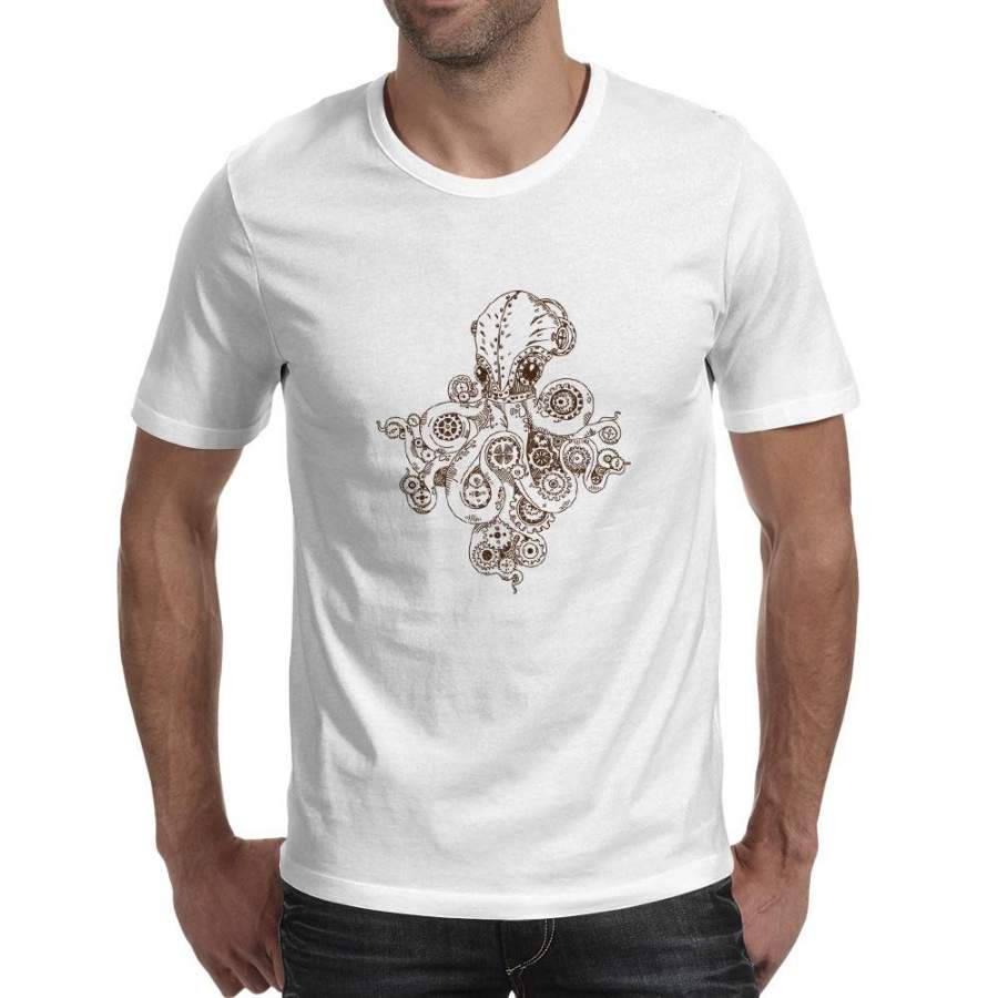 Mechanical Octopus T-shirt Fashion Funny Skate T Shirt Cool Punk Design Men Hipster Short Sleeve Tee Top