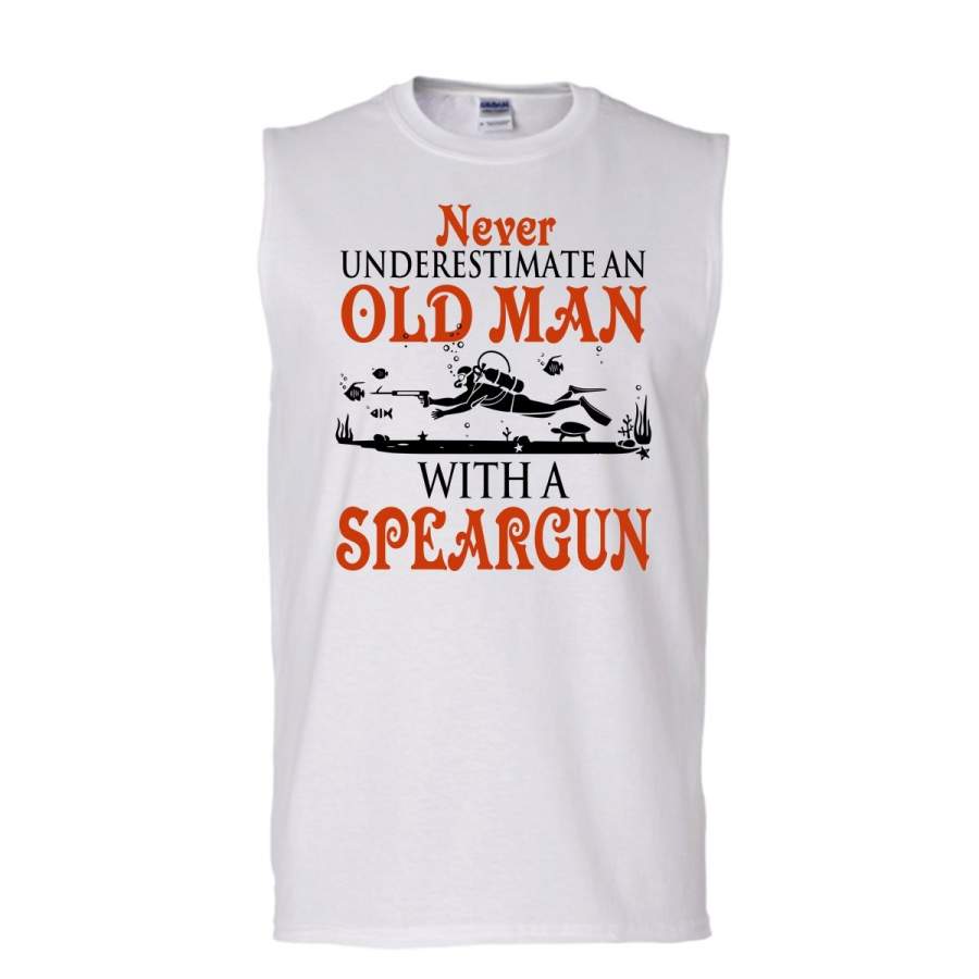 Never Underestimate An Old Man With A Speargun Shirt, Old Man Shirt (Men’s Cotton Sleeveless)