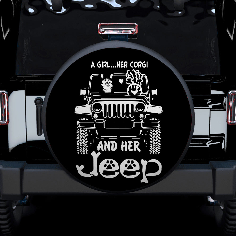 A Girl And Her Corgi Jeep Car Spare Tire Covers Gift For Campers