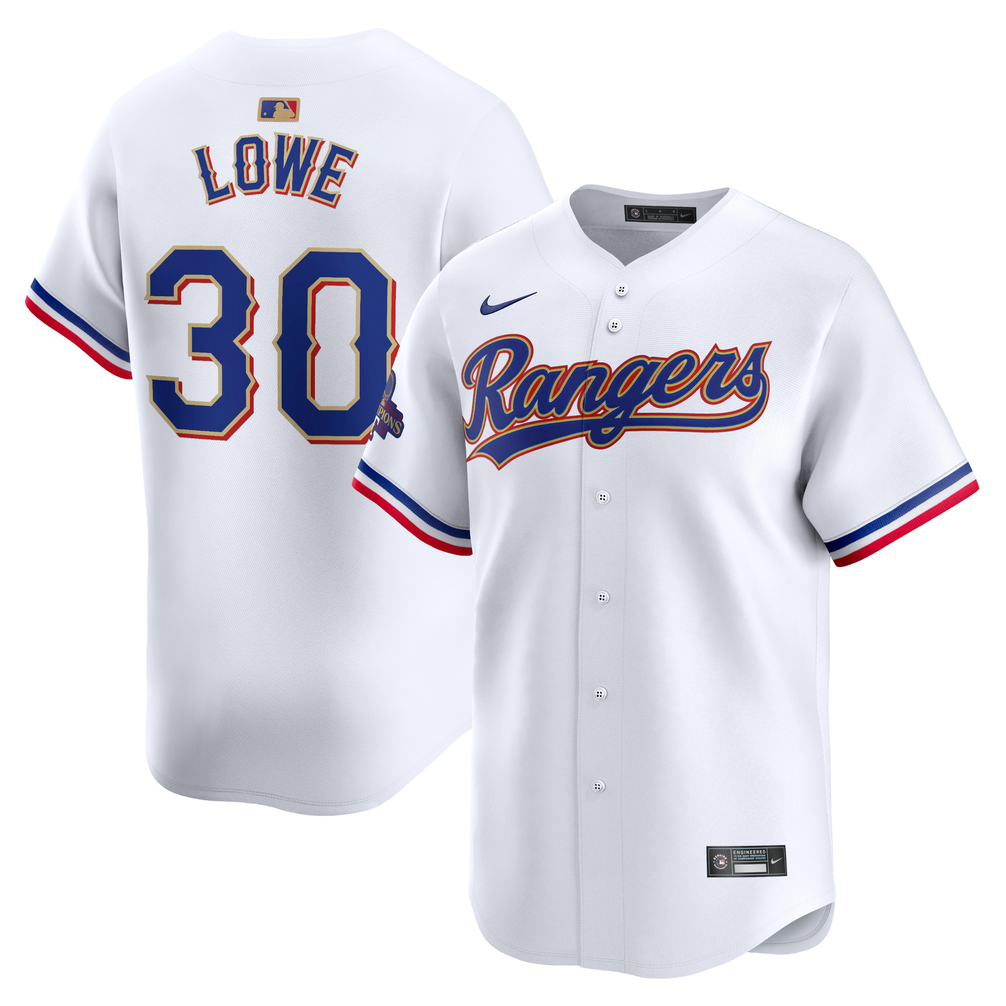 Nathaniel Lowe Texas Rangers 2024 Gold Collection Limited Player Jersey  White