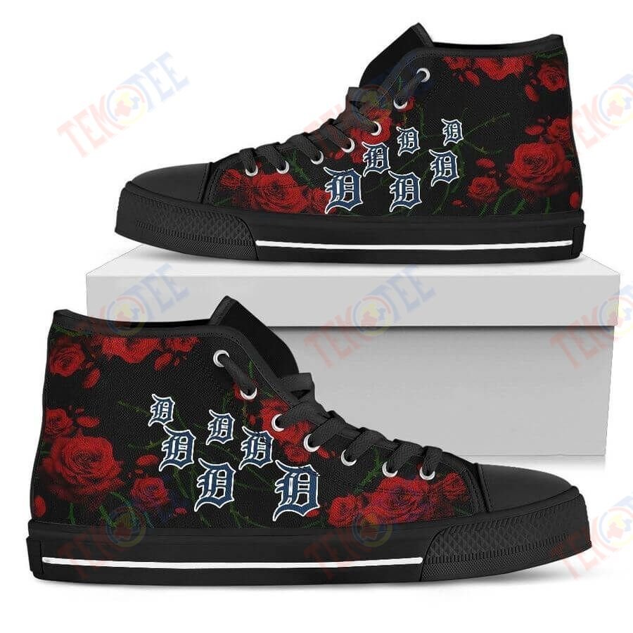 Mens Womens Lovely Rose Thorn Incredible Detroit Tigers High Top Shoes TMT231