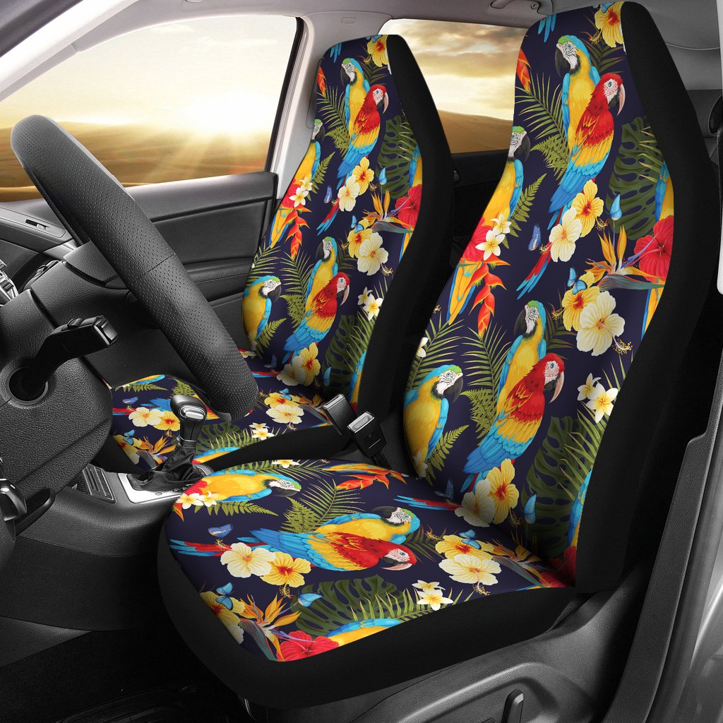 Colorful Parrot Flower Pattern  Universal Fit Car Seat Covers