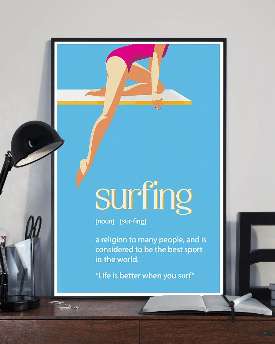 Surfing Definition Poster Canvas – Life Is Better When You Surf Vintage Home Decor Wall Art Evg80695