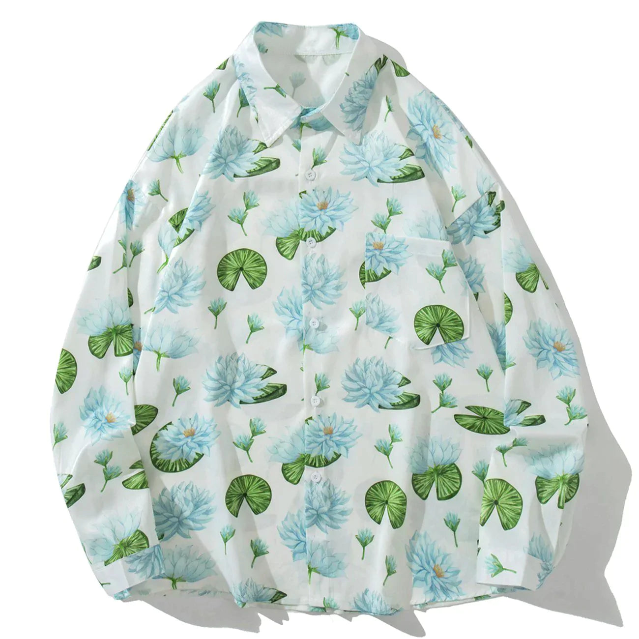 Talishko™ – Lotus Leaf Print Long-Sleeved Shirt