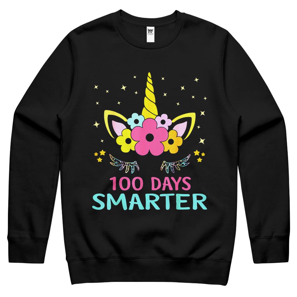 100 Days Of School Shirt Unicorn Girls Costume Gift Tee Crewneck Sweatshirt