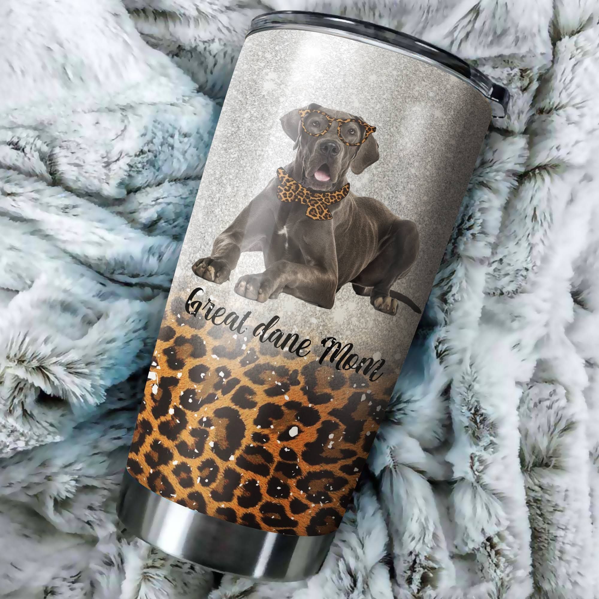 Great Dane Dog Leopard Pattern Stainless Steel Skinny Tumbler Bulk, Double Wall Vacuum Slim Water Tumbler Cup With Lid, Reusable Metal Travel Coffee Mug