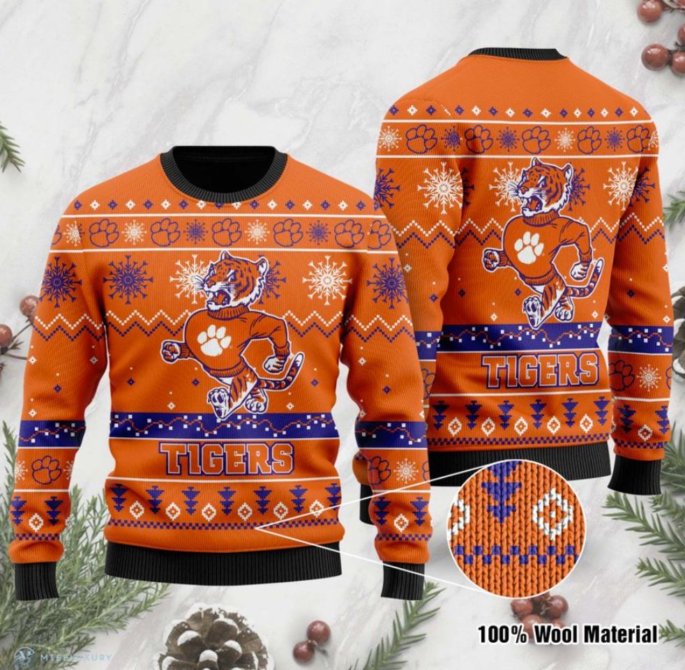 Clemson Tigers Football Gift For Fan Ugly Wool Sweater Christmas