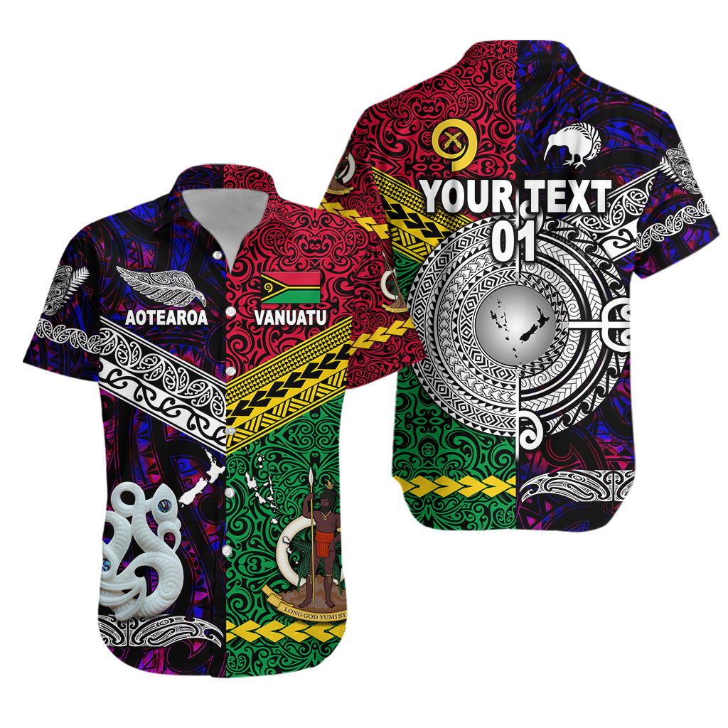 (Custom Personalised) Vanuatu And New Zealand Hawaiian Shirt Together – Purple, Custom Text And Number Lt8