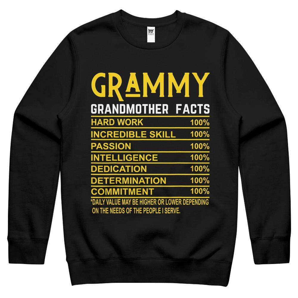 Nutritional Facts Shirt, Nutrition Facts Crewneck Sweatshirt, Grammy Grandmother Facts Grandma Nutritional Fact Crewneck Sweatshirt