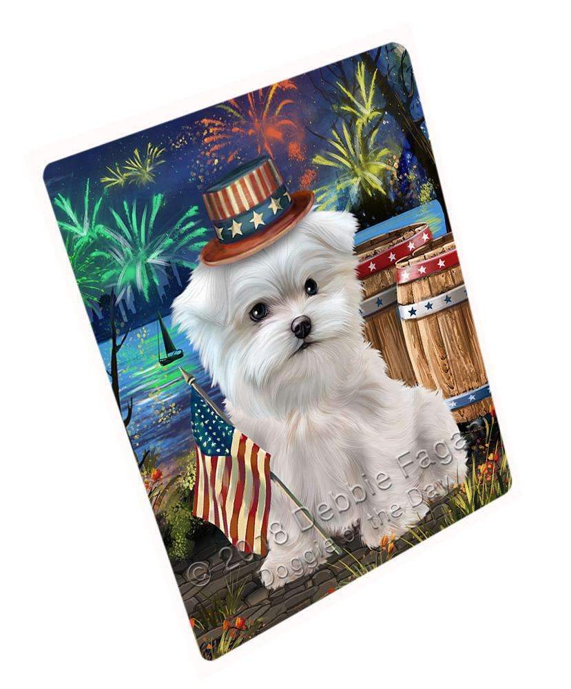 4Th Of July Independence Day Fireworks Maltese Dog At The Lake Blanket Blnkt76764