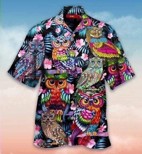 Tropical Colorful Owl Hawaiian Shirt | Unisex | Adult | Hw3178